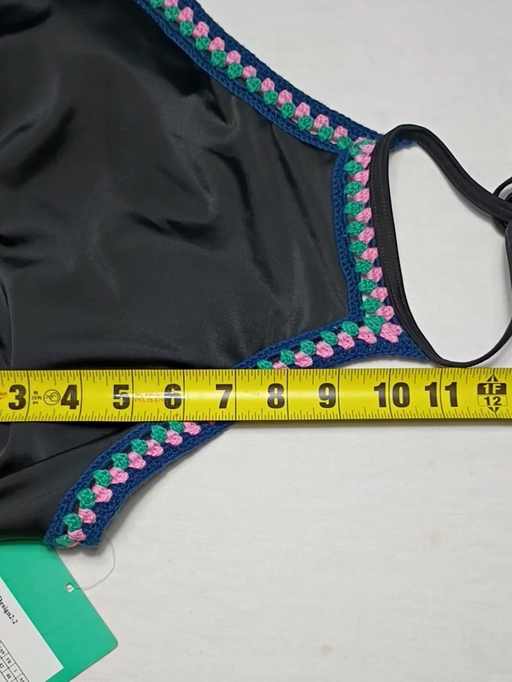 NWT Seekers Australia High Neck Black Bikini with Pink & Teal Trim Womens Sz 10